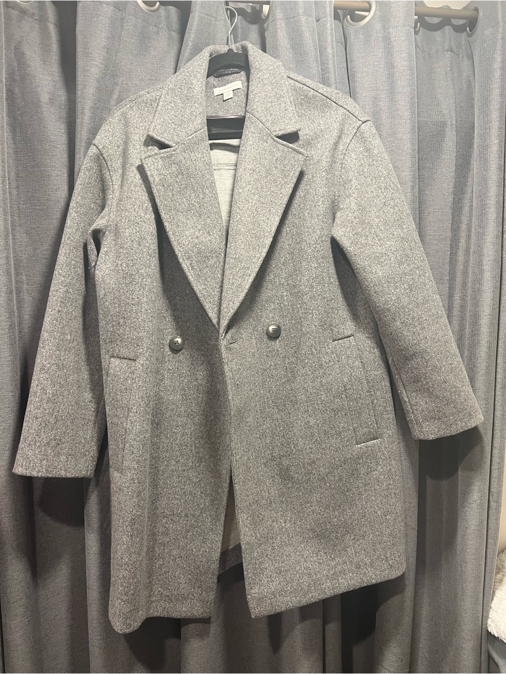 Topshop Gray Double-Breasted Pea Coat